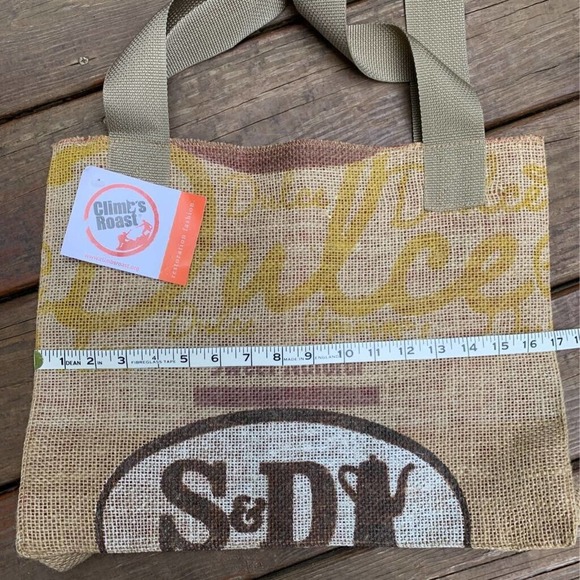 Sackcloth & Ashes Climbs Roast Womens Tote Bag Brown Recycled Burlap USA M New - Picture 5 of 9